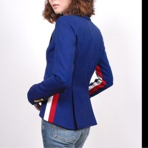 Smythe racing stripe cobalt blue blazer with  Gold Button